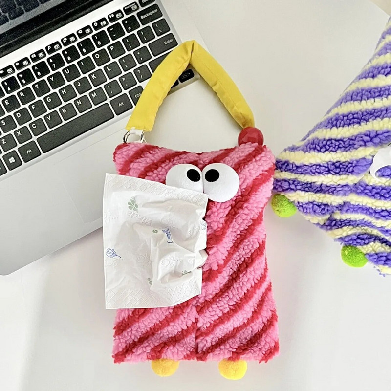 Kreatív rajzfilm nagy szemű szörnyeteg szövetdoboz Otthoni irodai autós akasztós papírszalvéta dekoratív szervezőtartó tartó autó belső részei