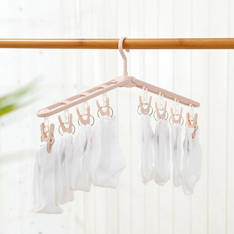 Összecsukható ruhaszárító állvány utazási ing zokni vállfák klipekkel Összehajtható nadrágok ruhaakasztók szekrényszervező