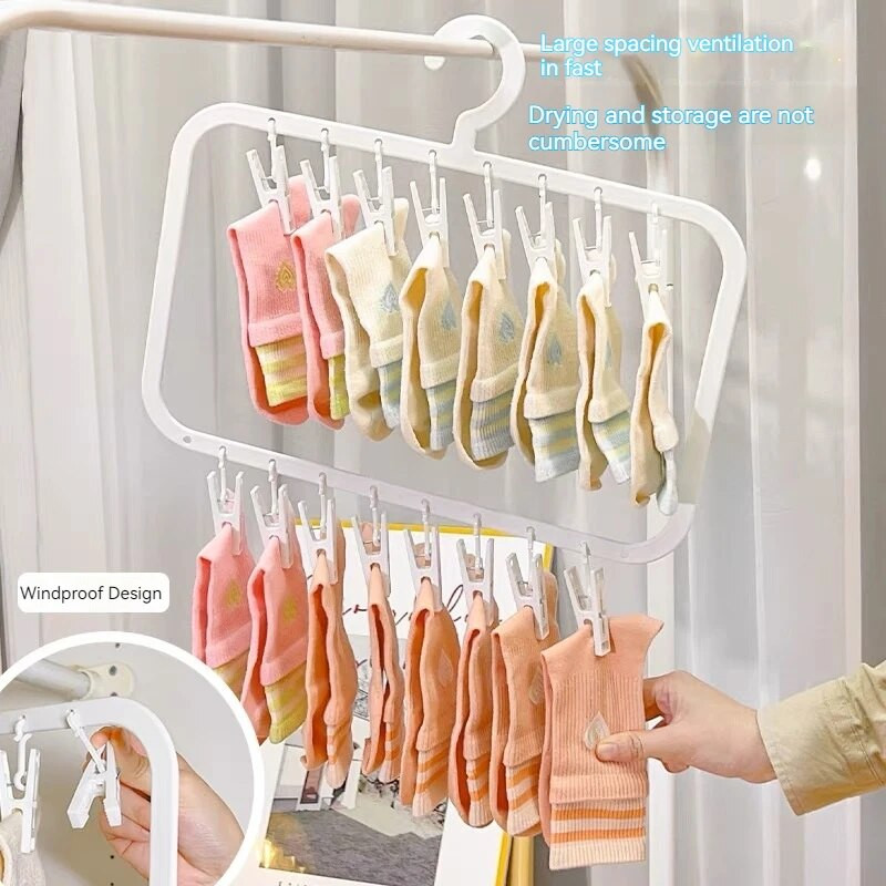Višeslojna stalak za sušenje 8/16/24 kopče Vješalice za odjeću Odvojivi stalak za sušenje rublja Čarape za ručnike Odjeća za bebe