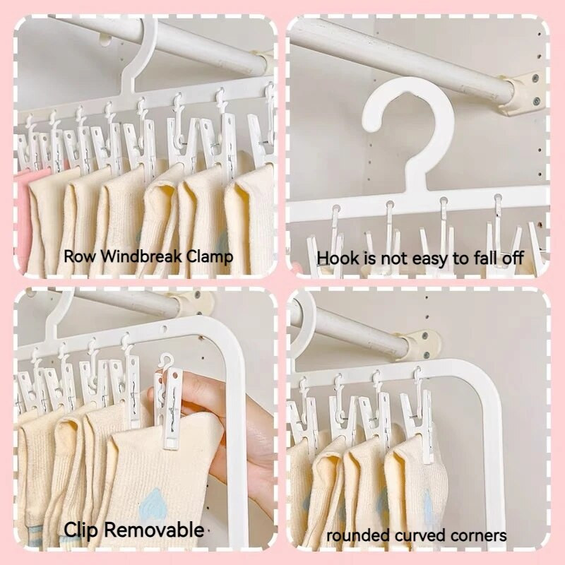 Višeslojna stalak za sušenje 8/16/24 kopče Vješalice za odjeću Odvojivi stalak za sušenje rublja Čarape za ručnike Odjeća za bebe