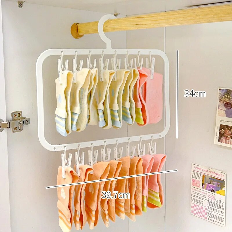 Višeslojna stalak za sušenje 8/16/24 kopče Vješalice za odjeću Odvojivi stalak za sušenje rublja Čarape za ručnike Odjeća za bebe