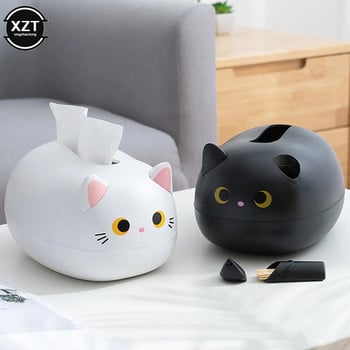 Νέο Kawaii Cat Tissue Box Κουτί αποθήκευσης χαρτοπετσέτας κουζίνας WC Δοχείο χαρτιού επιφάνειας εργασίας Θήκη για χαρτί υγείας σκανδιναβικού στυλ διακόσμηση σπιτιού