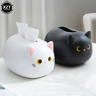 Νέο Kawaii Cat Tissue Box Κουτί αποθήκευσης χαρτοπετσέτας κουζίνας WC Δοχείο χαρτιού επιφάνειας εργασίας Θήκη για χαρτί υγείας σκανδιναβικού στυλ διακόσμηση σπιτιού