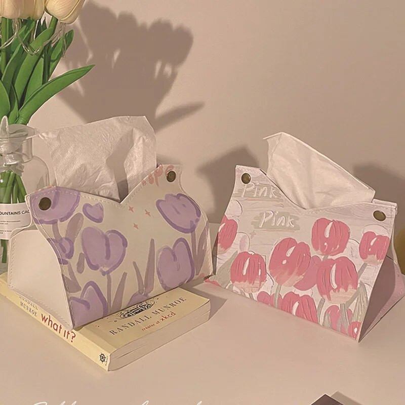 Négyzet alakú papírzsebkendő fedél Autó Otthon Nappali Hálószoba Asztali Dekoráció Ajándék PU bőr Virág Bőr Tissue Dob Retro Tissue Box