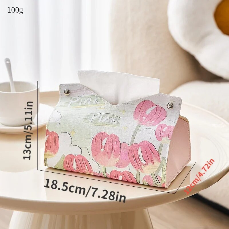 Négyzet alakú papírzsebkendő fedél Autó Otthon Nappali Hálószoba Asztali Dekoráció Ajándék PU bőr Virág Bőr Tissue Dob Retro Tissue Box
