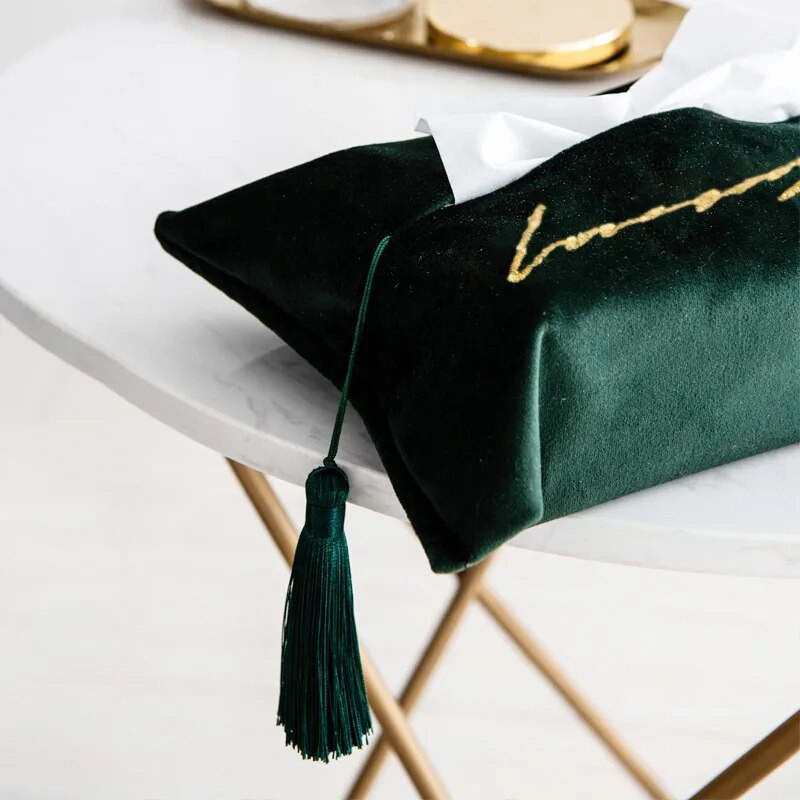 Tissue Dox Hímzett papírzsebkendő készlet háztartási hálószobához Bársonyos papírfiókos tárolódoboz autós nappali étkezőbe