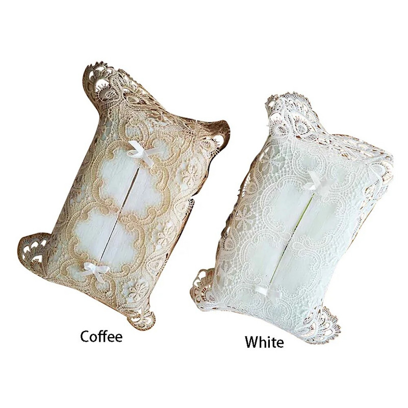 Dekorációs kijelző Tárolóasztal Modern kézműves szalvéta tok porálló szövetdoboz Ajándék csipke díszítés Aranyos hímzés Kezdőlap