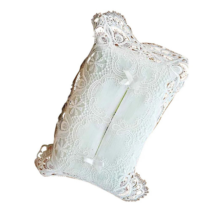 Dekorációs kijelző Tárolóasztal Modern kézműves szalvéta tok porálló szövetdoboz Ajándék csipke díszítés Aranyos hímzés Kezdőlap