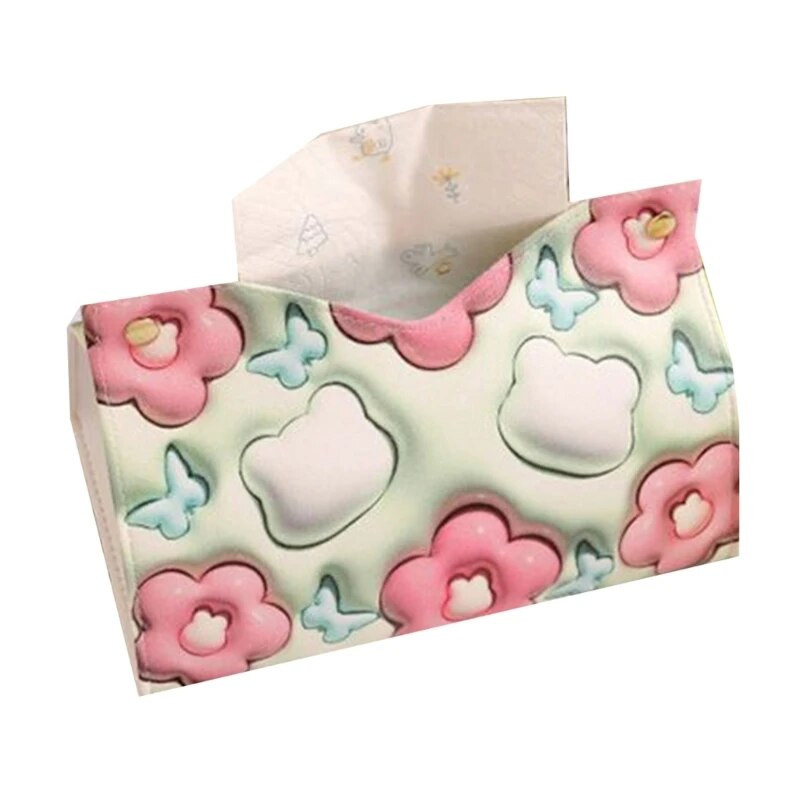 Elegáns virágmintás papírzsebkendő-borító virágnyomtatási szalvéta-adagoló doboztartó Többfunkciós kendőtartó