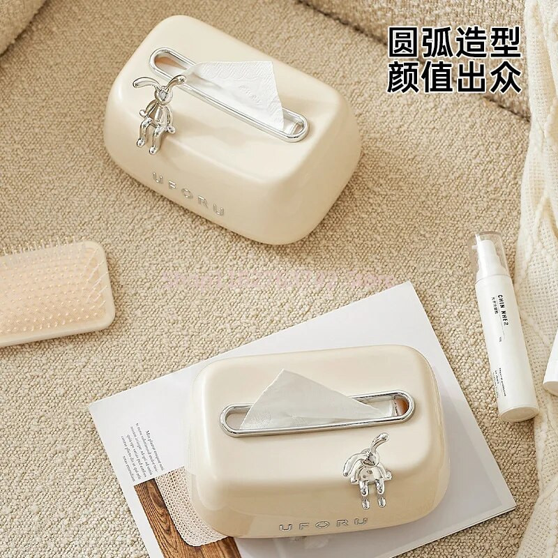 Servetėlių laikiklio konteinerio dėžutė su spyruokliniu laikymo dėklu audinių dėžutės dozatorius Lygios servetėlės veido popieriaus laikiklis didelės talpos