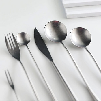 Ретро 304 комплект прибори за хранене от неръждаема стомана Western Dining Knofe Vilic Set Spoon Vintage Special Forks Вилица за плодове Кафе Лъжица за чай