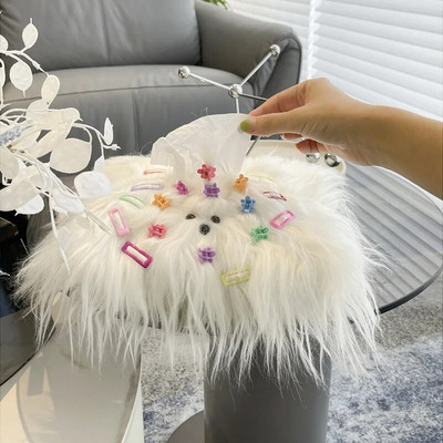 Χαριτωμένο βελούδινο Monster Drawer Box Tissue Box with Little Hairpin DIY Τραπέζι Δωμάτιο Συρτάρι Χάρτινη θήκη Κάλυμμα χαρτοκιβωτίου