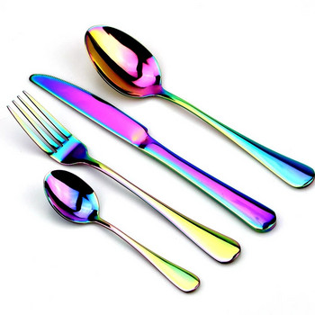 Σετ σερβίτσιο από ανοξείδωτο ατσάλι Rainbow Colorful μαχαιροπίρουνα Αξεσουάρ κουζίνας για το πλυντήριο πιάτων για δείπνο