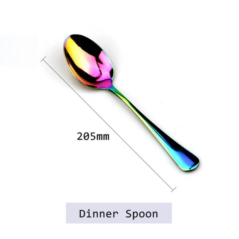 Rozsdamentes acél étkészlet szivárvány színes evőeszközök mosogatógépben mosható vacsora Western étkészletek konyhai kiegészítők