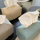 Κάλυμμα Tissue Box Refined PU Leather Foldable Tissue Box Holder - Διακοσμητική θήκη/Οργανωτή για Πάγκος νιπτήρα μπάνιου