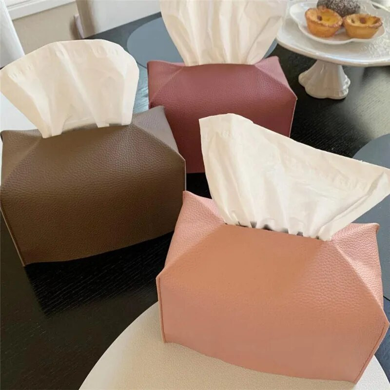 Tissue doboz burkolata finomított PU bőr összehajtható törlőkendő doboz tartó - dekoratív tartó/rendező fürdőszobai mosdópulthoz