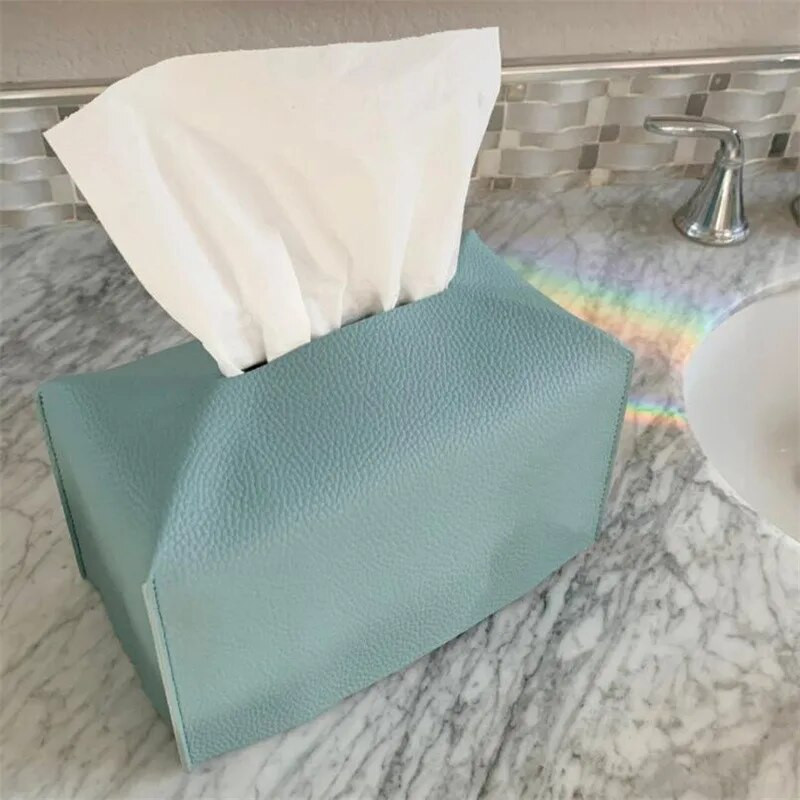 Tissue doboz burkolata finomított PU bőr összehajtható törlőkendő doboz tartó - dekoratív tartó/rendező fürdőszobai mosdópulthoz