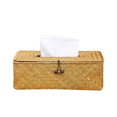 Κάλυμμα Rattan Tissue Box Ορθογώνια θήκη χαρτοπετσέτας Υφαντή χαρτοπετσέτα Δοχείο για το σπίτι για χαρτοπετσέτες αυτοκινήτου Ofiice Organizer Home