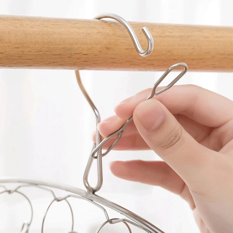 10 csíptetős rozsdamentes acél ruhaszárító akasztó szélálló ruhatartó állvány zokni mosodai szellőző fogas fehérnemű zoknitartó