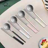 Φορητό σετ μαχαιροπήρουνων ταξιδιού Chopsticks Spoon 304 από ανοξείδωτο ατσάλι Σετ κορεατικά σερβίτσιο πολυτελείας σετ επιτραπέζιων σκευών