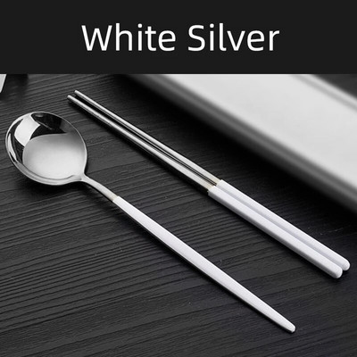 Φορητό σετ μαχαιροπήρουνων ταξιδιού Chopsticks Spoon 304 από ανοξείδωτο ατσάλι Σετ κορεατικά σερβίτσιο πολυτελείας σετ επιτραπέζιων σκευών