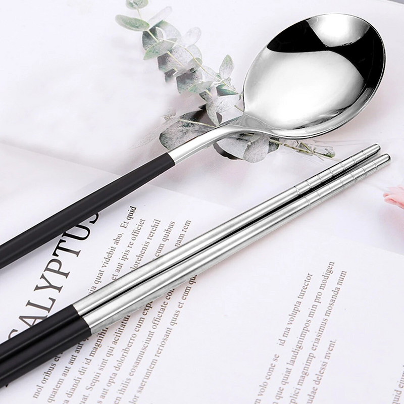 Hordozható utazási evőeszköz készlet pálcika kanál 304 rozsdamentes acél koreai étkészlet luxus étkészlet