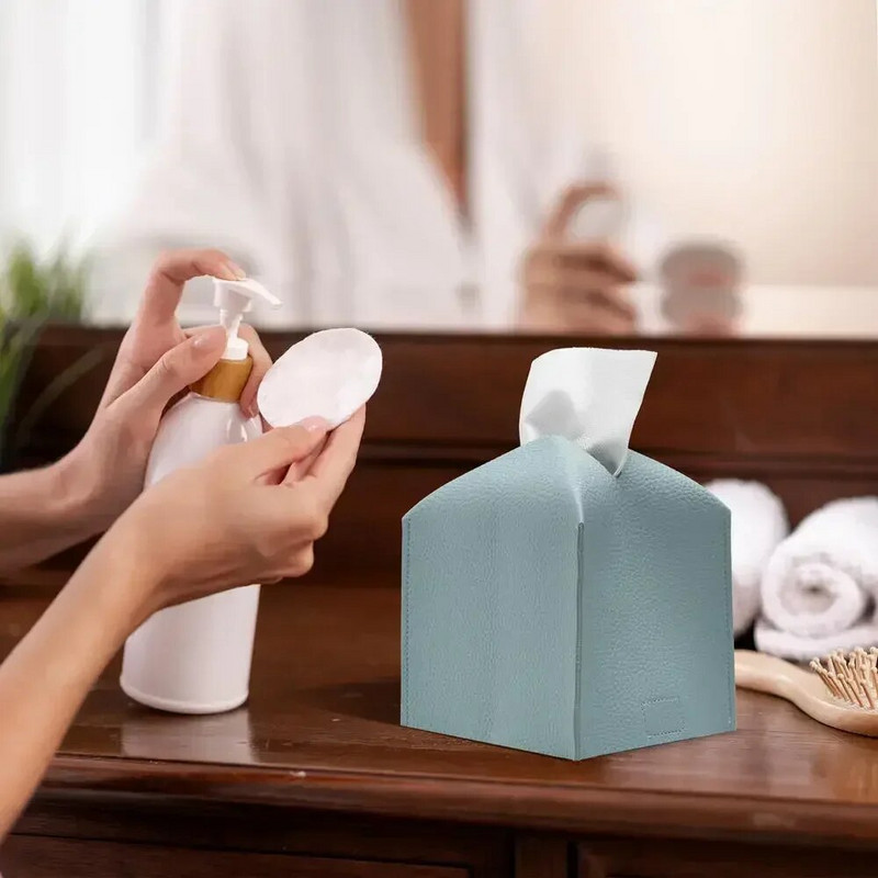 Négyzet alakú konténer papírzsebkendő asztal szalvéta pu törülköző dobozok szoba papír bőr doboz otthoni tok kendő tároló kendőtartó tartó nappali
