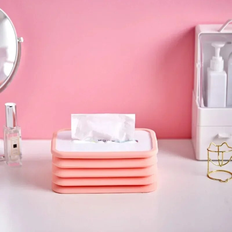 Sebpapír tároló dobozok tok Összehajtható szalvéta törlőkendőtartó Rendezők hálószoba nappali dekorációhoz Hordozható autós papírzsebkendőtartó