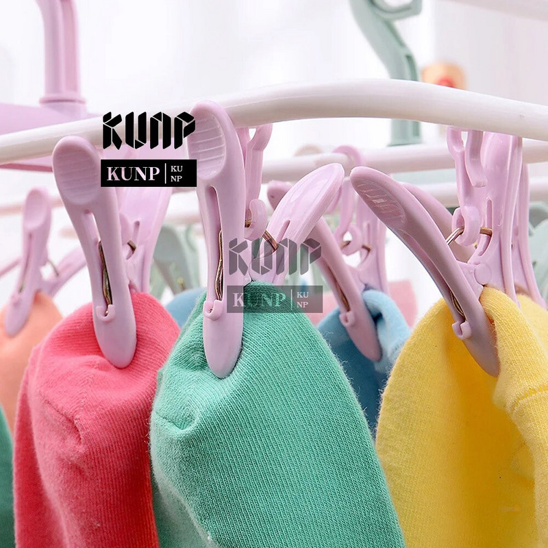 12 csíptetős összecsukható szárítóállvány Többfunkciós fehérnemű zokni csíptetős műanyag állvány Ruhafogas szárító törölközők ruhaszárító állvány