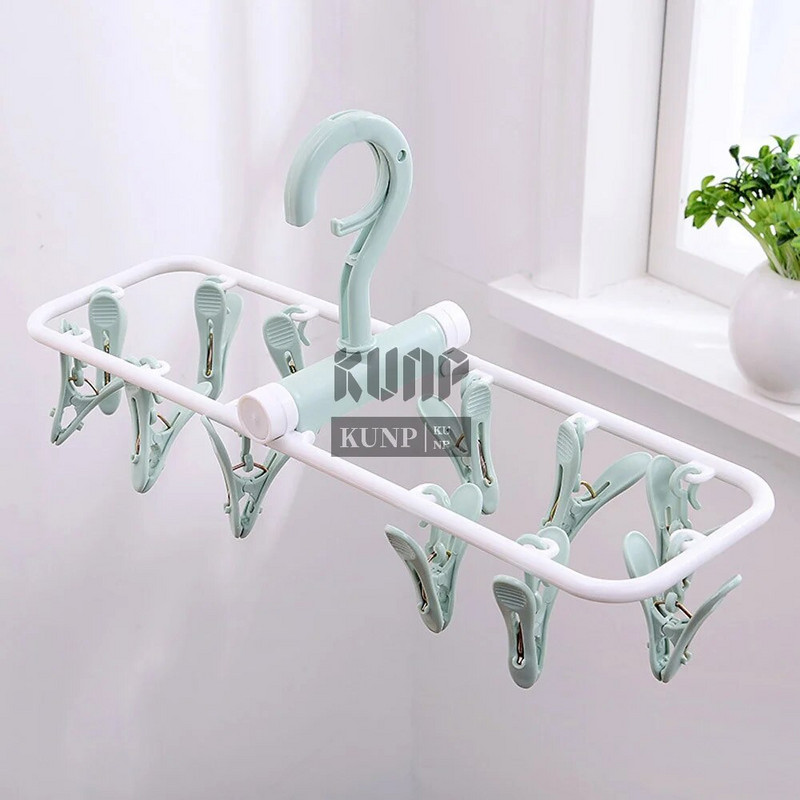 12 csíptetős összecsukható szárítóállvány Többfunkciós fehérnemű zokni csíptetős műanyag állvány Ruhafogas szárító törölközők ruhaszárító állvány