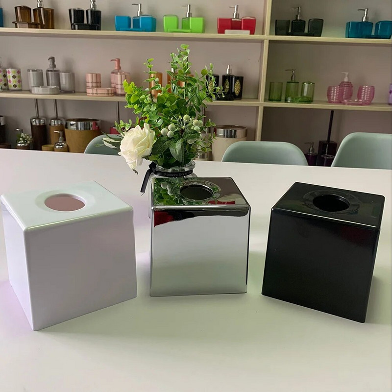 Tissue doboz tartó Négyzet alakú papírkendős doboz fedő papírzsebkendő adagoló doboz fürdőszobai fürdőszobai mosdópulthoz ( fekete )