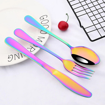 16 бр Western Rainbow комплект прибори за хранене Нож Десертна вилица Кафена лъжица Прибори от неръждаема стомана Комплект прибори за хранене