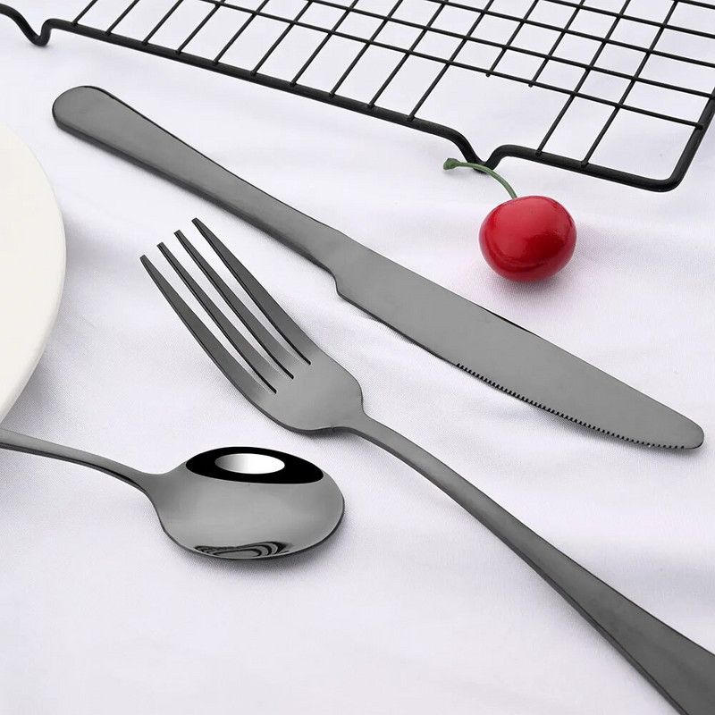 16 db Western Rainbow étkészlet evőeszköz készlet Kés Desszert Villa Kávékanál Evőeszközök Rozsdamentes acél Ezüst étkészlet