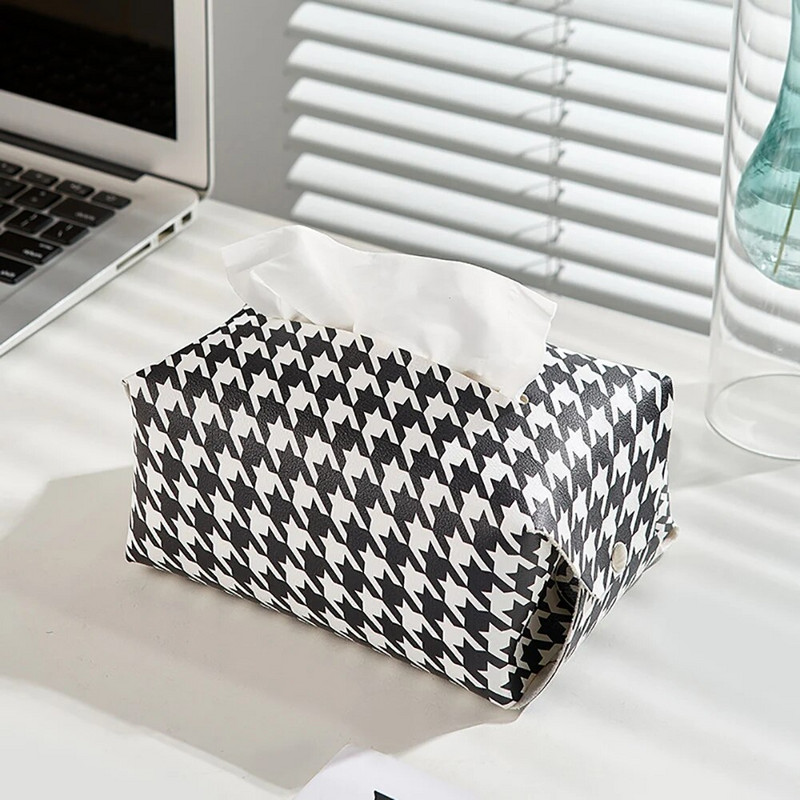Modern lakberendezés Fekete-fehér papírzsebkendő Nordic Dekoratív szalvéta Tárolótáska Asztali kiegészítők Szobadíszek Bőr