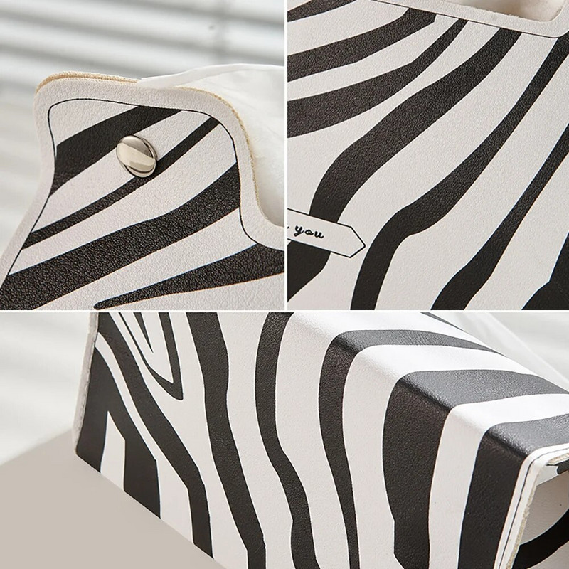 Modern lakberendezés Fekete-fehér papírzsebkendő Nordic Dekoratív szalvéta Tárolótáska Asztali kiegészítők Szobadíszek Bőr