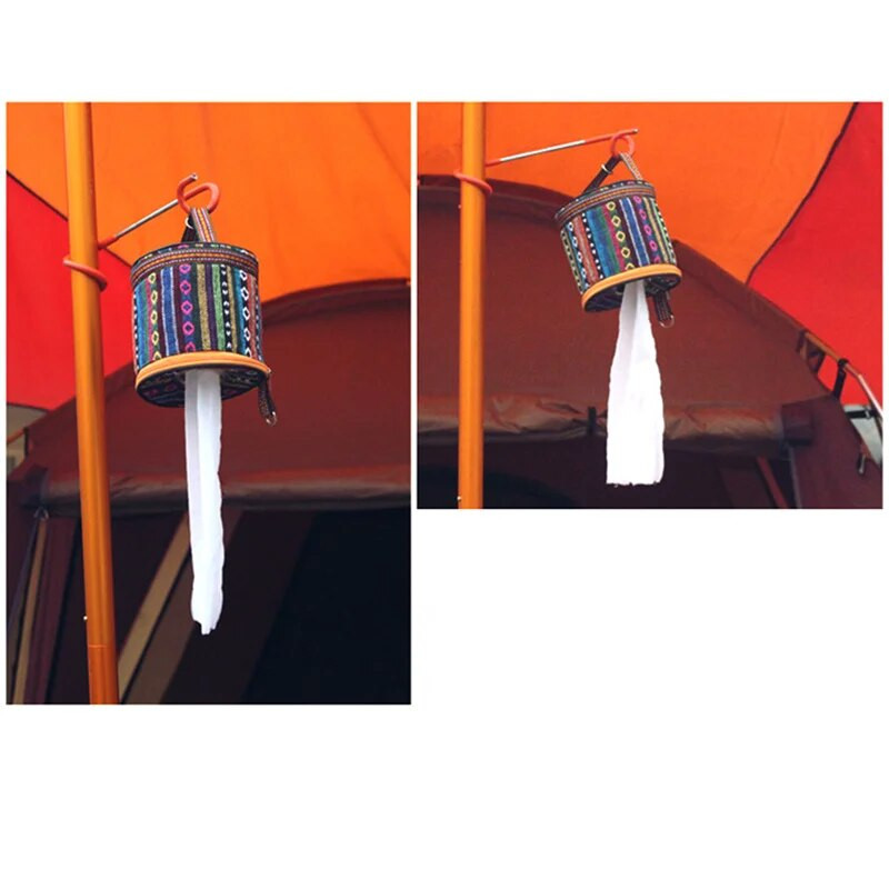 Kültéri otthoni kemping nemzeti stílusú összecsukható WC papír zsebkendőtartó Hordozható utazási szalvéta tárolótáska tartós doboz 