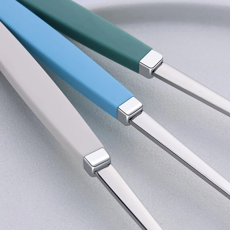 8 db-os koreai étkészlet luxus evőeszköz készlet 304 rozsdamentes acél étkészlet színek kanál evőeszköz kanál pálcika evőeszköz készlet