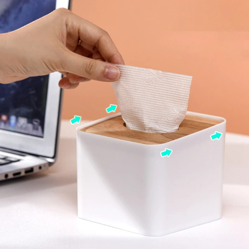 1 vnt medinių servetėlių dėžutės laikiklis buitinių popierinių rankšluosčių servetėlių laikymo dėžutė, skirta namų biuro automobiliui, nuimamas servetėlių dozatoriaus dėklas
