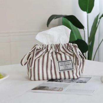 Βαμβακερό κορδόνι Tissue τσάντα ριγέ θήκη χαρτοπετσέτας Δοχείο Κορεατικού στυλ Οργάνωση τραπεζιού κουζίνας Αξεσουάρ Διακόσμηση δωματίου σπιτιού