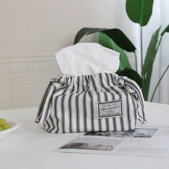 Βαμβακερό κορδόνι Tissue τσάντα ριγέ θήκη χαρτοπετσέτας Δοχείο Κορεατικού στυλ Οργάνωση τραπεζιού κουζίνας Αξεσουάρ Διακόσμηση δωματίου σπιτιού
