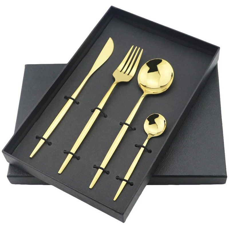 1/4db evőeszköz készlet kék étkészlet 18/10 rozsdamentes acél étkészlet villa kés kés kanál luxus étkészlet konyhai ezüst edény