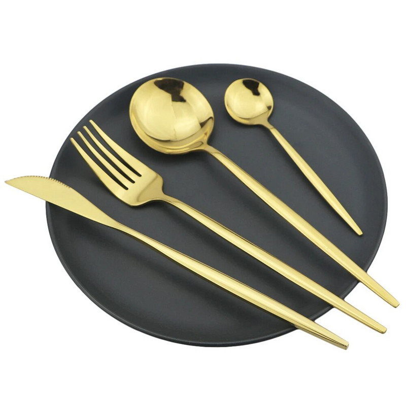 1/4db evőeszköz készlet kék étkészlet 18/10 rozsdamentes acél étkészlet villa kés kés kanál luxus étkészlet konyhai ezüst edény