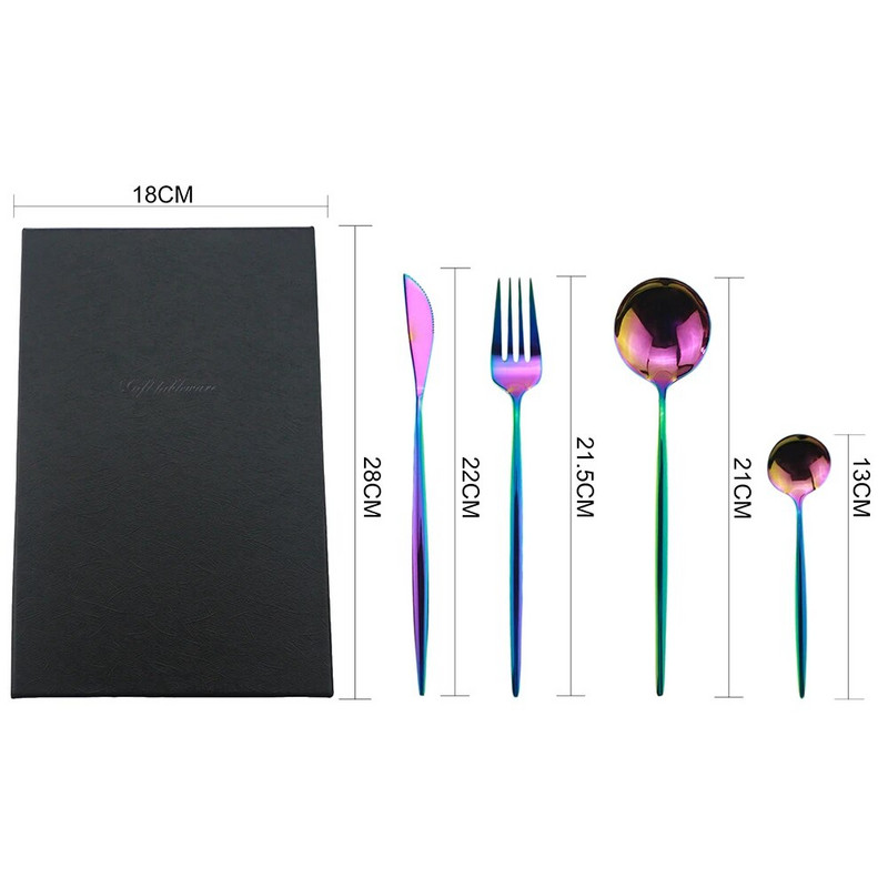 1/4db evőeszköz készlet kék étkészlet 18/10 rozsdamentes acél étkészlet villa kés kés kanál luxus étkészlet konyhai ezüst edény