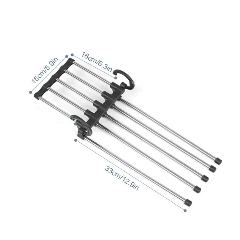 Magic 5 az 1-ben nadrágakasztó rozsdamentes acél nadrágok tároló állványok Többfunkciós kabát nyakkendő Tárolás Szervezet Helytakarékos