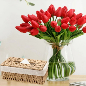 Hot Creative Handmade Rattan Tissue Box Χαρτί οικιακής χρήσης Καλάθι αποθήκευσης Διακόσμηση σπιτιού Χακί Floral Style 1 τεμ.