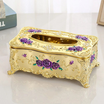 Висококачествена кутия за салфетки злато сребро европейска кутия за салфетки за всекидневна спалня аксесоари за домашно съхранение