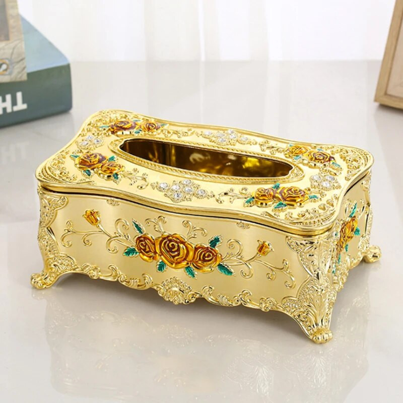 Csúcskategóriás szalvétadoboz, arany ezüst európai szövetdoboz nappali hálószobához otthoni tárolási kiegészítők