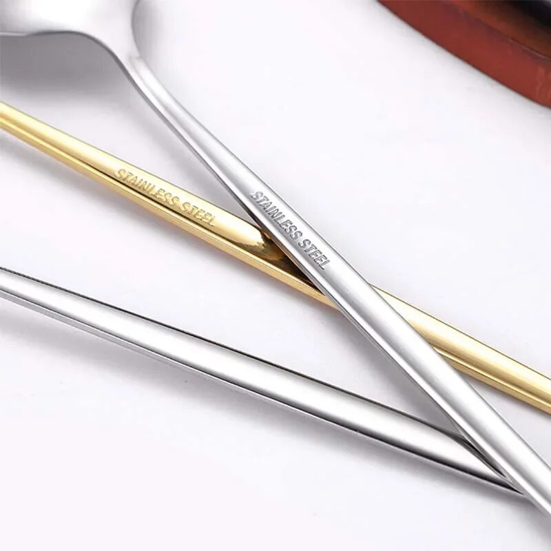 4db étkészlet rozsdamentes acél kanál arany evőeszköz villa készlet étkészletek kávé teáskanál edények konyhai kiegészítők