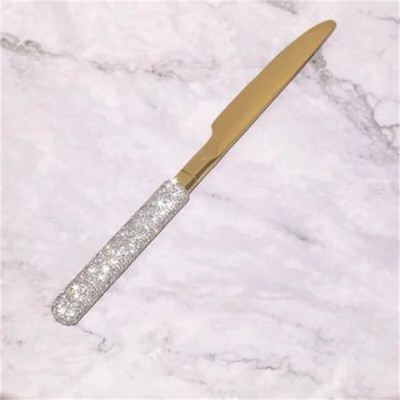 Prabangūs deimantiniai stalo įrankiai nerūdijančio plieno šakutė šaukštas peilis aukso sidabro sidabro stalo reikmenys namų virtuvė pietų reikmenys vestuvėms