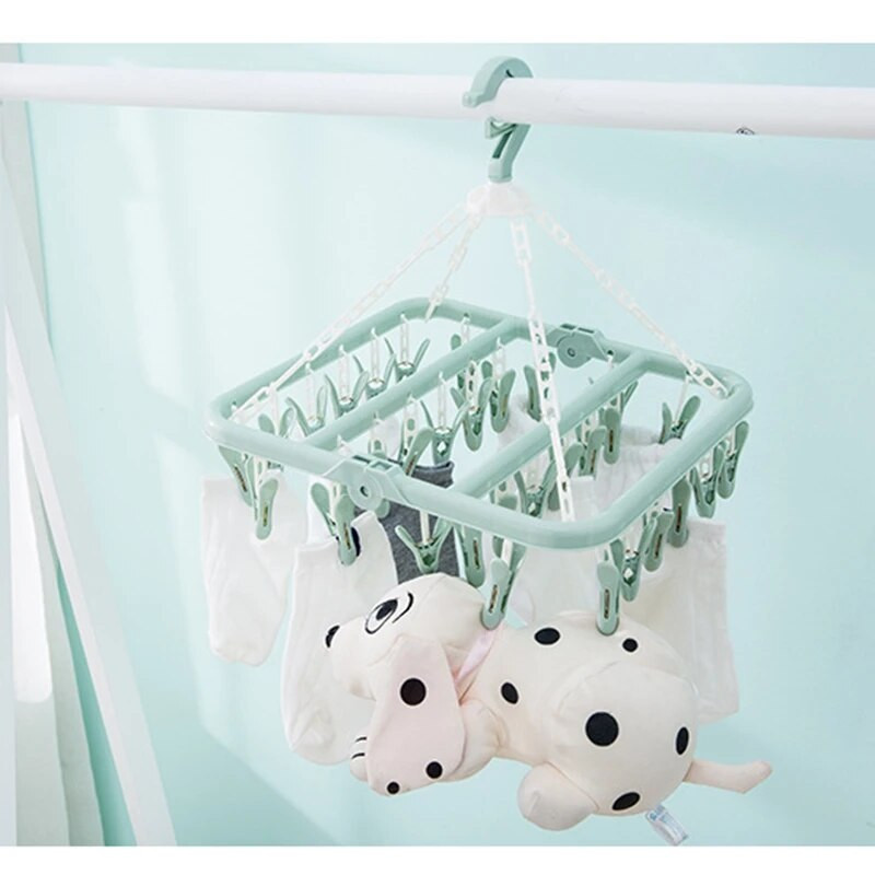 32 klambrit Kokkupandav riidekuivati Riidepuu Lastele Täiskasvanutele Riidekuivati Tuulekindlad Sokid Aluspesu Plastikust kuivatusrest